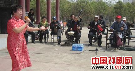 50多名票友在卧龙公园自发演出