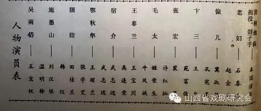 晋剧节目单《胭脂》