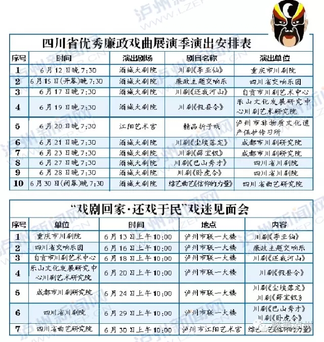 载百年荣光&middot;品戏曲泸州，6月12日起10场廉政大戏等你来看