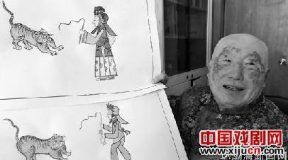 78岁的蔡承泽画&ldquo;皮影画&rdquo;传承皮影